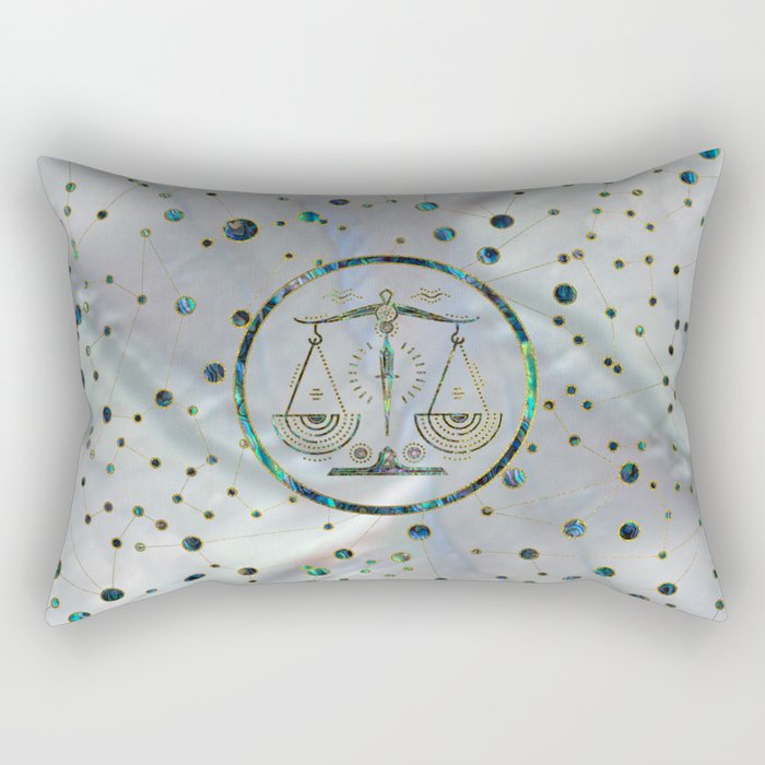 Libra Zodiac Gold Abalone on Constellation Rectangular Pillow