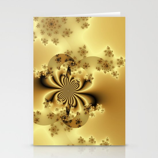 Silky Golden Fractal Stationery Cards