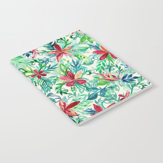 Vintage Tropical Floral - a watercolor pattern Notebook
