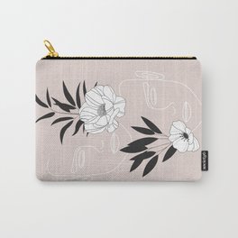 Two Faces Floral Carry-All Pouch | Finearts, Drawing, Girls, Lines, Floral, Simplicity, Linedrawing, Illustration, Minimalist, Minimal 