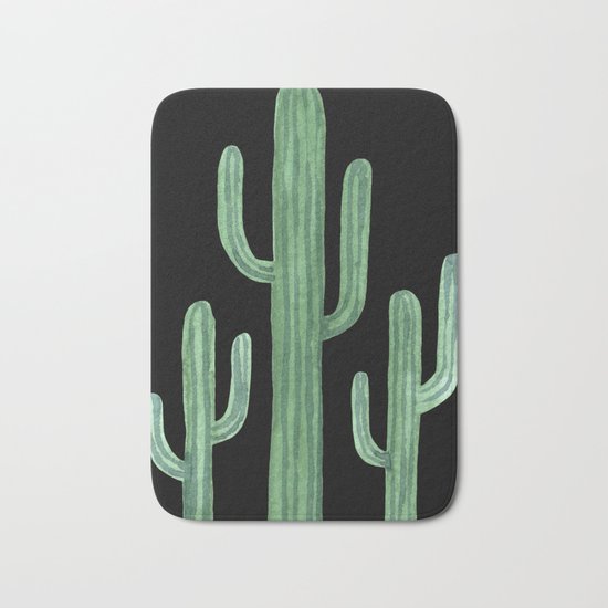 Classic Cactus Black Bath Mat