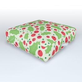 Christmas mistletoe and holly berries pattern  Outdoor Floor Cushion