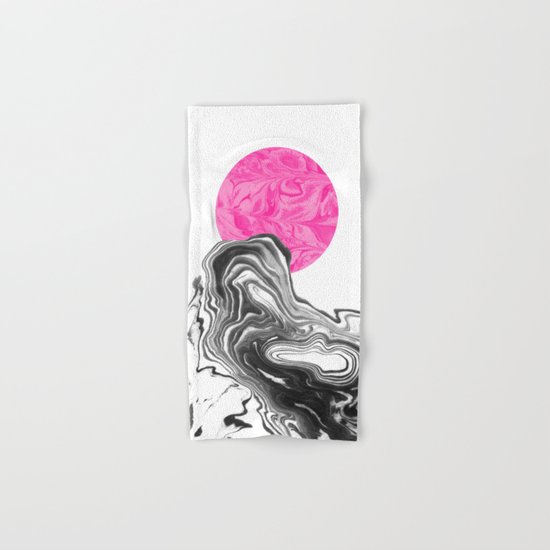 Iniko - spilled ink abstract japanese watercolor painting minimal modern black and white marble Hand & Bath Towel