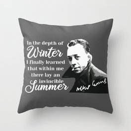 Philosopher Albert Camus pop art gray Throw Pillow