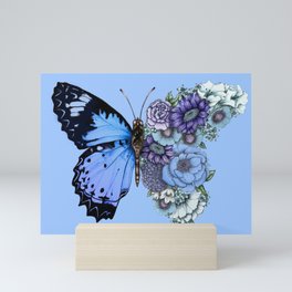 Blue Butterfly in Bloom Mini Art Print