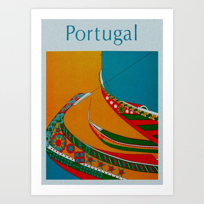 Portuguese Fishing Boats Vintage Travel Art Print By Yesteryears Society6