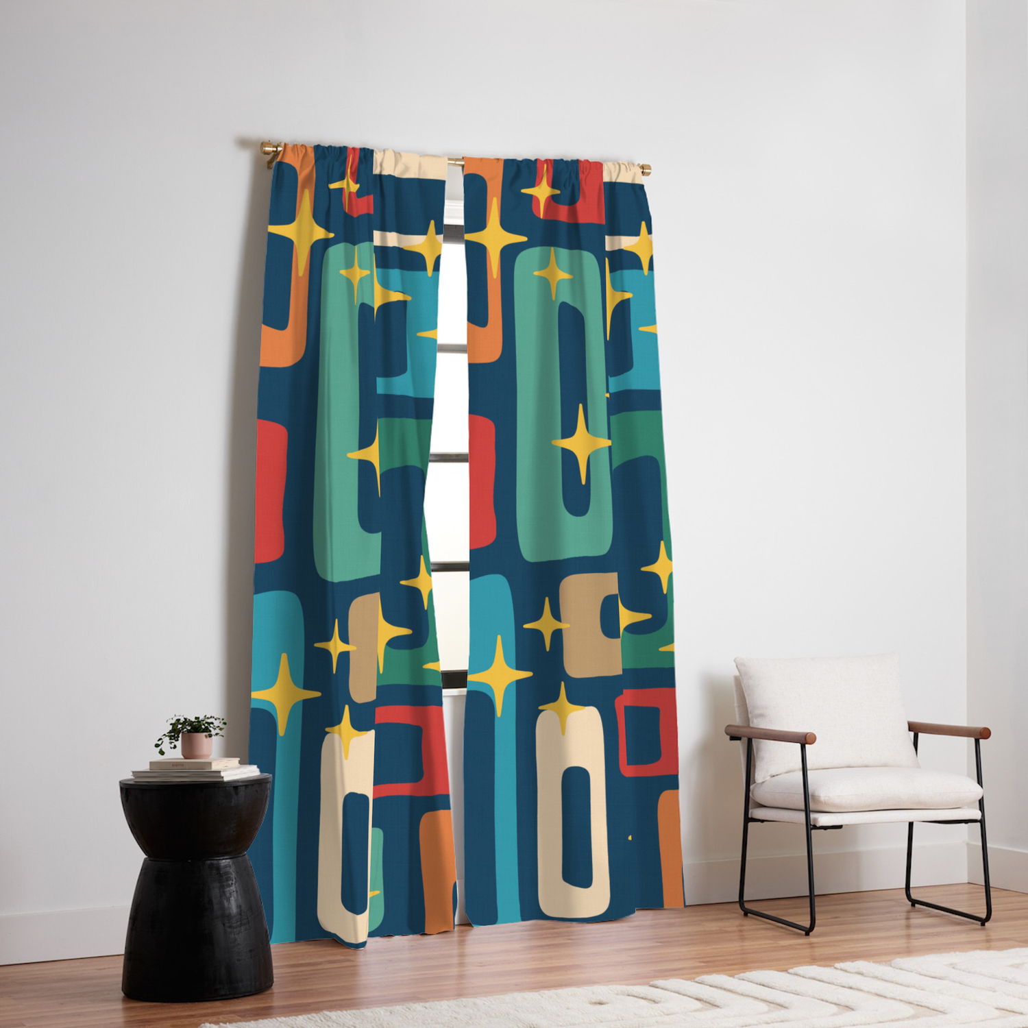 Retro Mid Century Modern Abstract Pattern 221 Blackout Curtain By Tonymagner Society6