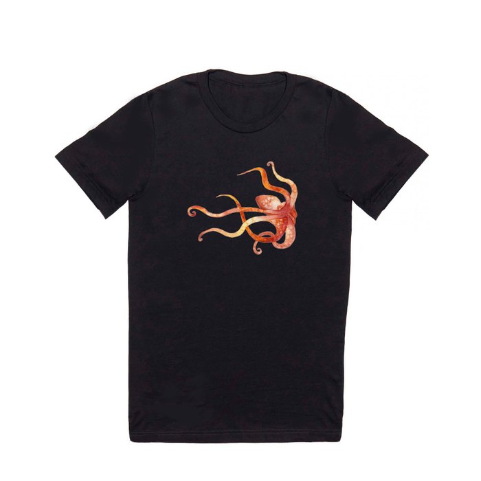 Watercolour Octopus - Red and Orange T Shirt