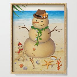 Happy Sand Snowman Serving Tray