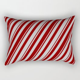 [ Thumbnail: Maroon and Grey Colored Pattern of Stripes Rectangular Pillow ]
