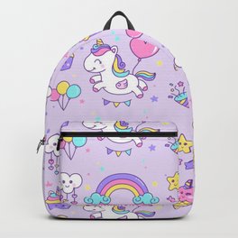 Unicorn Party Backpack | Candy, Pattern, Princess, Aesthetic, Unicorn, Universe, Pastel, Purple, Balloons, Kawaii 