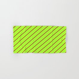 [ Thumbnail: Brown and Light Green Colored Lined/Striped Pattern Hand & Bath Towel ]