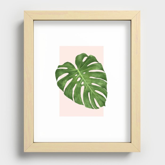 Tropical montreal leaf wall art Recessed Framed Print