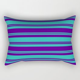 [ Thumbnail: Light Sea Green & Indigo Colored Stripes Pattern Rectangular Pillow ]