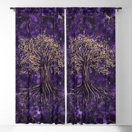 Tree of life -Yggdrasil Amethyst and Gold Blackout Curtain