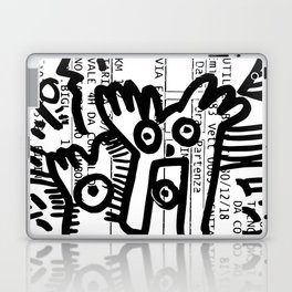 Creatures Graffiti Black and White on French Train Ticket Laptop & iPad Skin