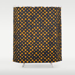 Retro Black And Orange Polka Dot Pattern Orange Polka Dot Background Dotted Abstract Shower Curtain