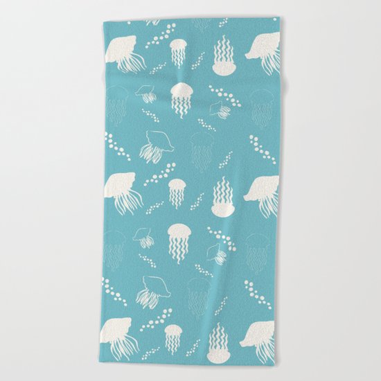 Jellyfish blue Beach Towel