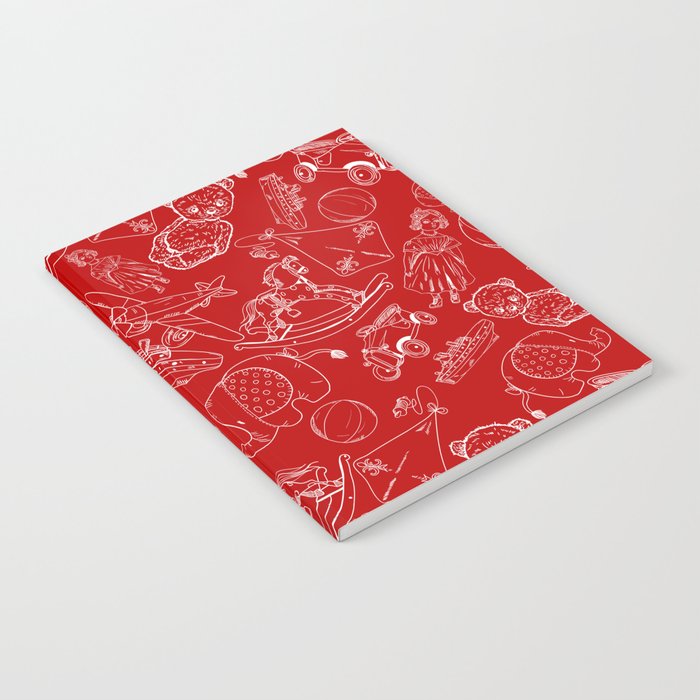 Red and White Toys Outline Pattern Notebook