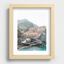 Pastel Houses in Cinque Terre, Manarola Town | Italy Fine Art Travel Print | Amalfi Coast, Italy Recessed Framed Print