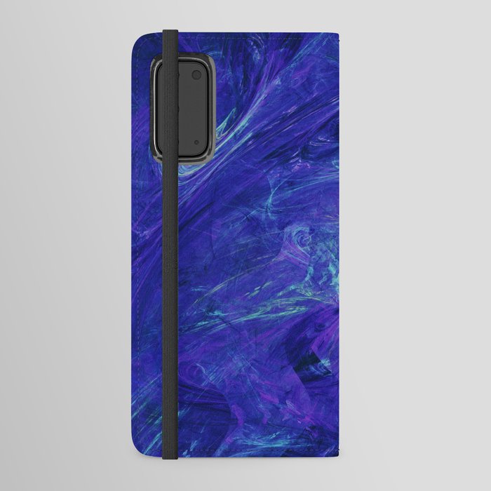 Blue Liquid Splash Neon Swirl Abstract Artwork Android Wallet Case