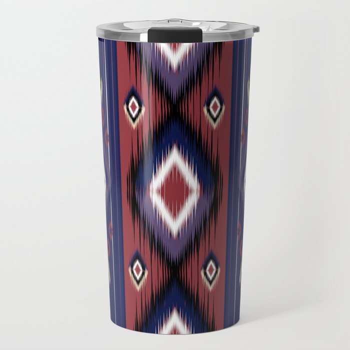 Purple Rose Ikat Inspired Ethnic Tribal Aztec Native American Design Travel Mug
