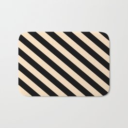 [ Thumbnail: Black & Bisque Colored Pattern of Stripes Bath Mat ]