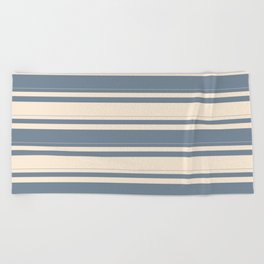 [ Thumbnail: Light Slate Gray and Beige Colored Pattern of Stripes Beach Towel ]