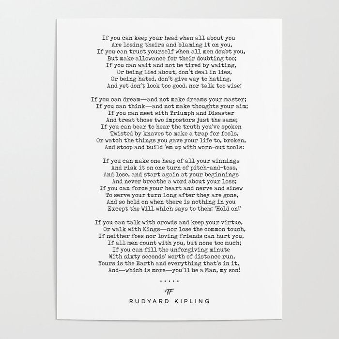 If - Rudyard Kipling - Minimal, Sophisticated, Modern, Classy Typewriter Print Poster