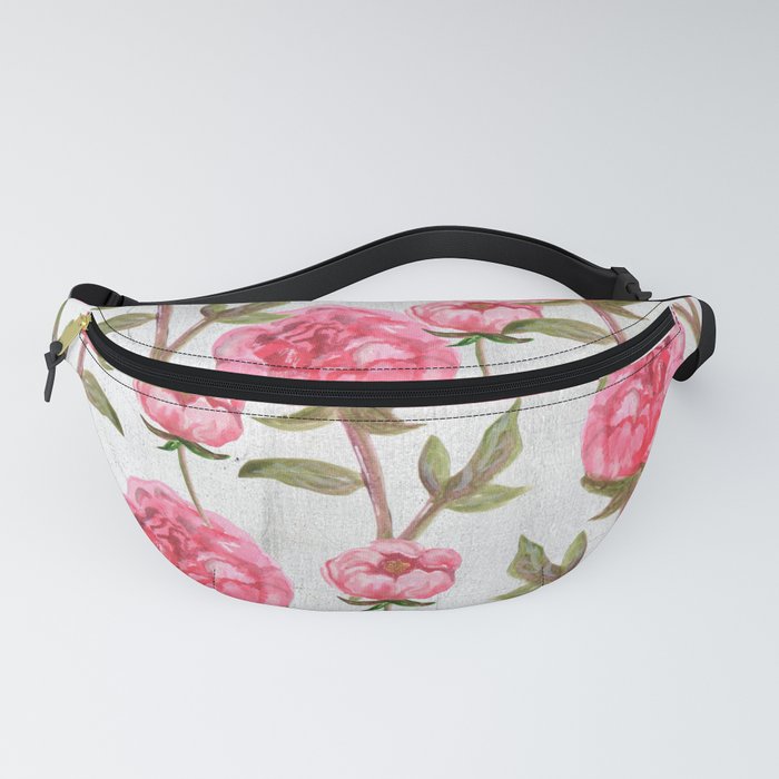 Pink Peonies On White Chalkboard Fanny Pack