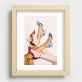 Blue and Pink Heels Recessed Framed Print