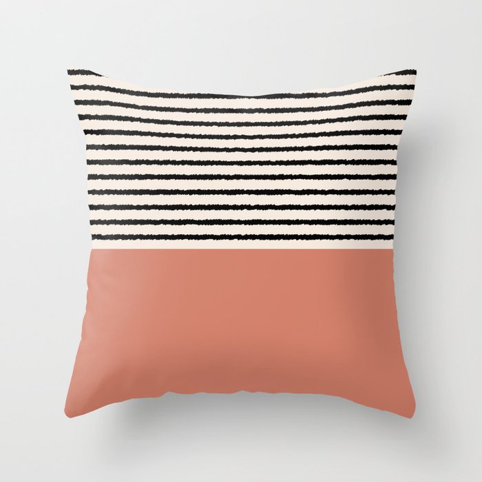 Texture - Black Stripes Dustpink Throw Pillow