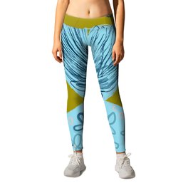 Magical Butterfly Blue and Mustard Yellow Leggings