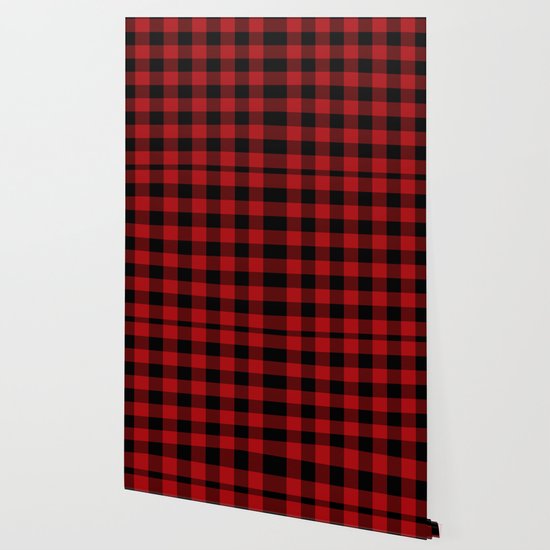 Red Black Buffalo Plaid Wallpaper By Christyne Society6