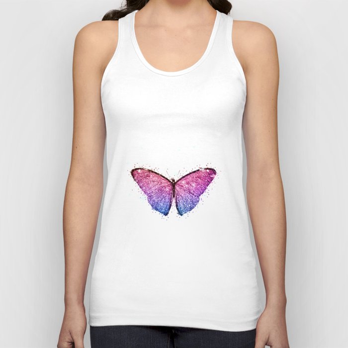Pink And Blue Glitter Butterfly,Sparkle,Shiny,Luxury,Glam,Girly,Shine,Elegant, Tank Top