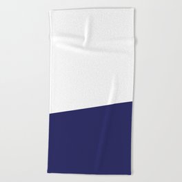 Stripe Block (navy blue/white) Beach Towel | Geometric, Classic, Asymmetrical, Stripe, Block, Minimalist, Dark, Navy, Simple, Minimal 