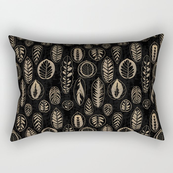 Art Deco Golden Calatheas black Rectangular Pillow