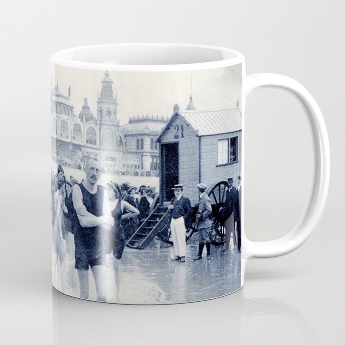 On the beach in 1900, history swimwear Coffee Mug