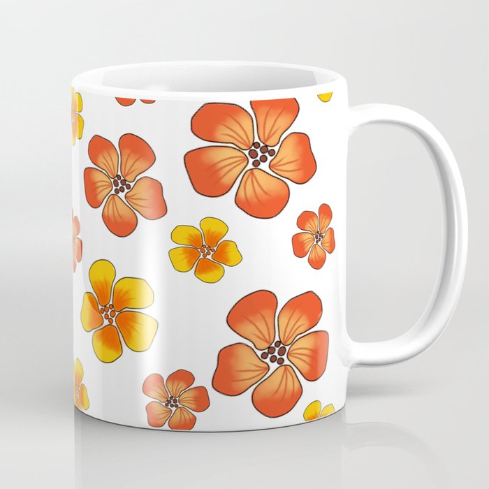 Orange Florals Coffee Mug
