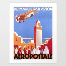 1928 MOROCCO Aviation Travel Poster Art Print