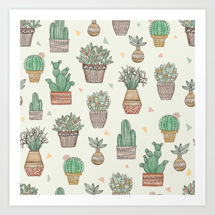 Potted Plants Pattern Art Print