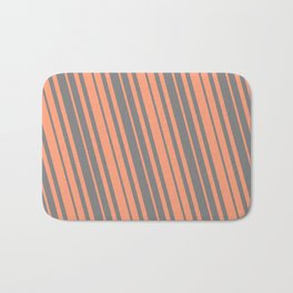 [ Thumbnail: Light Salmon and Grey Colored Striped/Lined Pattern Bath Mat ]