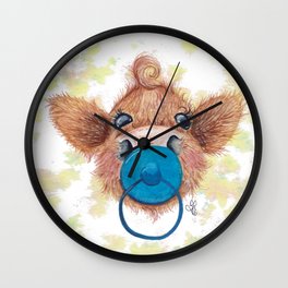 Wee mini blue- MacKenzie-McMoo by Fiona Bárcenas Wall Clock