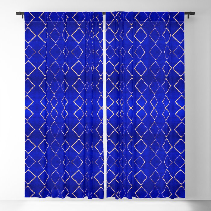 N279 - Calm Blue Indigo Berber Bohemian Traditional Moroccan Fabric Style Blackout Curtain
