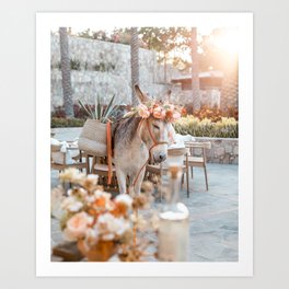 Donkey with Flower Crown Art Print