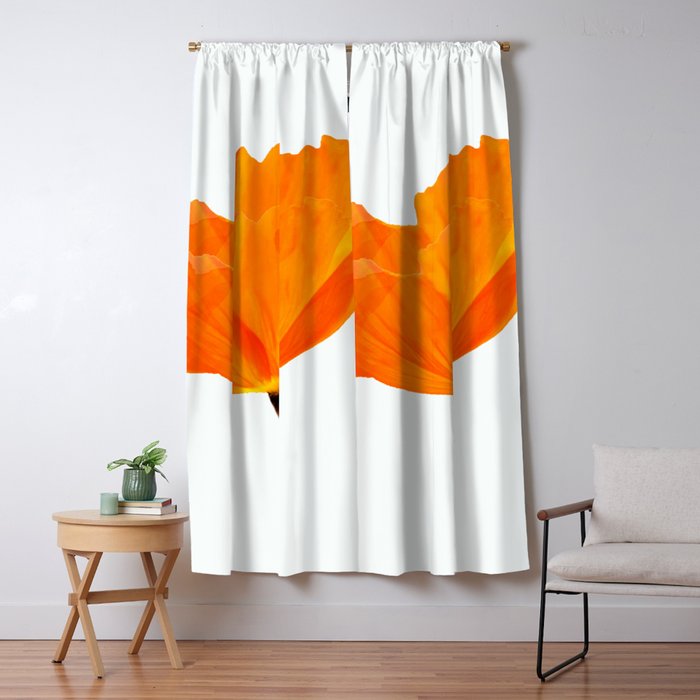 One And Only Orange Poppy White Background Blackout Curtain By