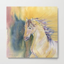 Horse Spirit Metal Print | Watercolor, Golden, Portrait, Gift, Equine, Vintage, Yellow, Art, Birthday, Animal 