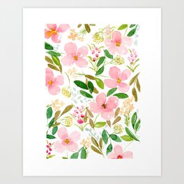 Blush Floral Watercolor Art Print