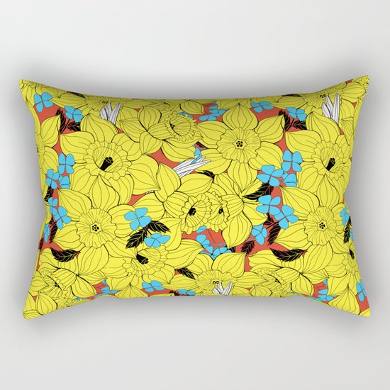 Daffodils spring floral pattern Rectangular Pillow
