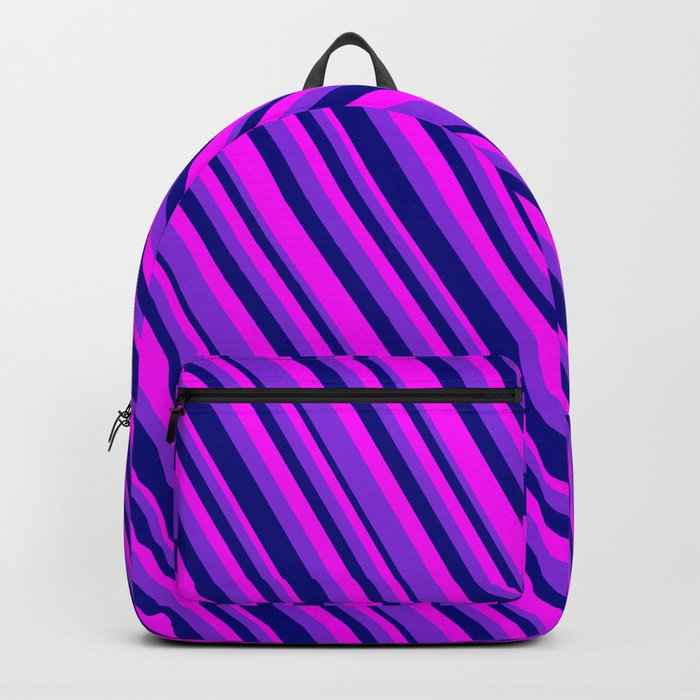 Purple, Blue & Fuchsia Colored Lined Pattern Backpack